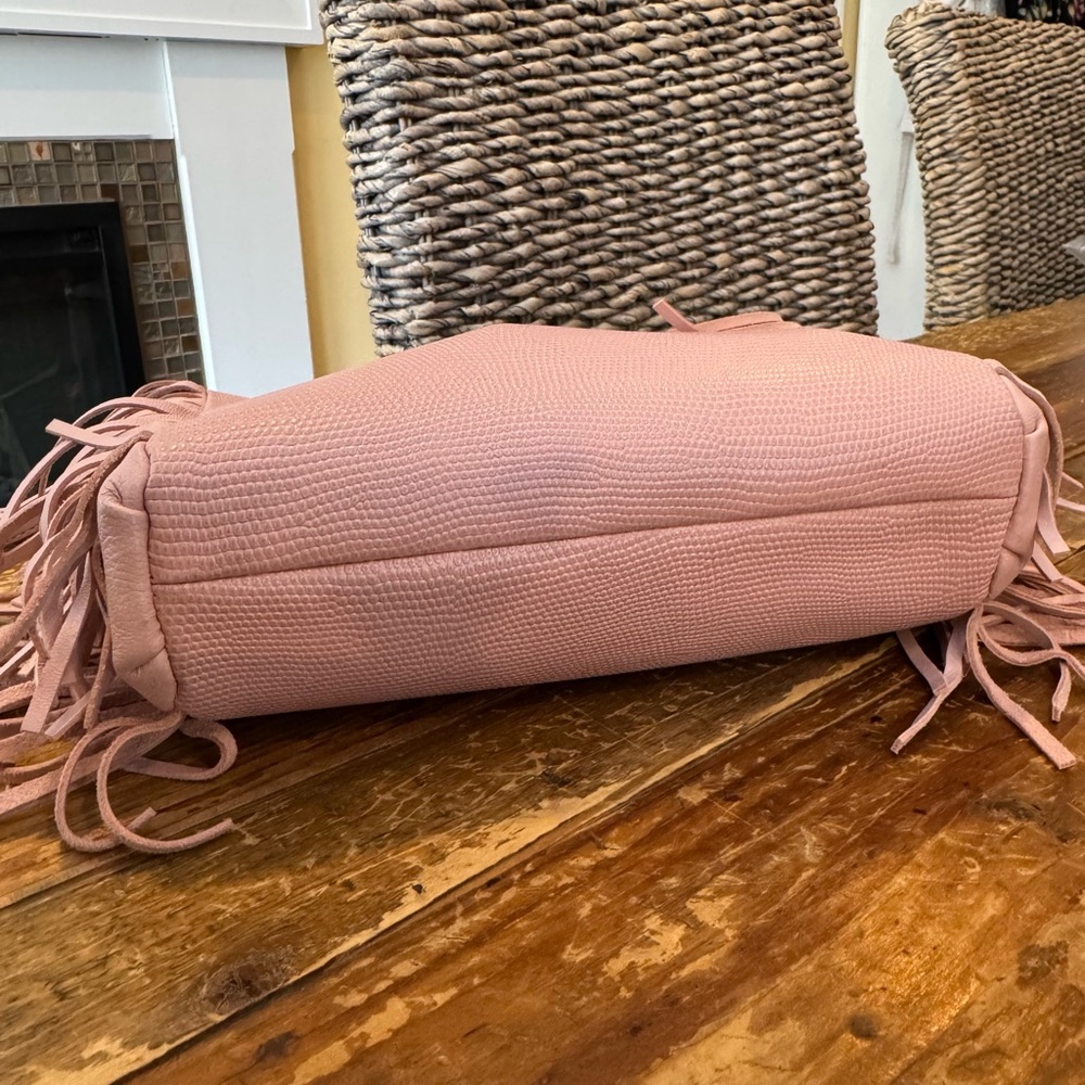 Maje M bag With Fringe - Pale Pink Leather Cross-body Purse - EUC - Picture 3 of 10